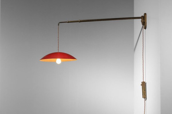 Italian Wall Light in Brass and Lacquered Metal attributed to Arredoluce, 1950s-YU-1802548