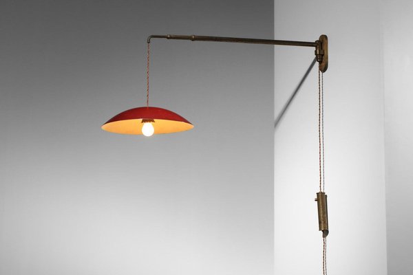 Italian Wall Light in Brass and Lacquered Metal attributed to Arredoluce, 1950s-YU-1802548