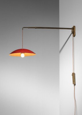 Italian Wall Light in Brass and Lacquered Metal attributed to Arredoluce, 1950s-YU-1802548