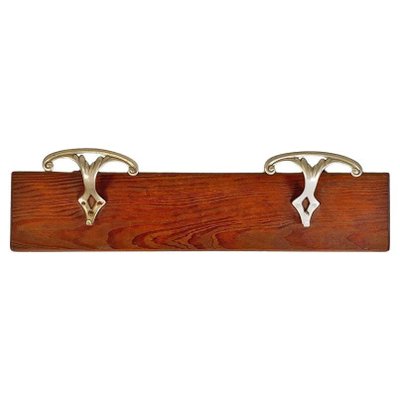 Italian Wall-Mounted Coat Rack in Wood with Two Metal Hooks, 1930s-GDD-1776505