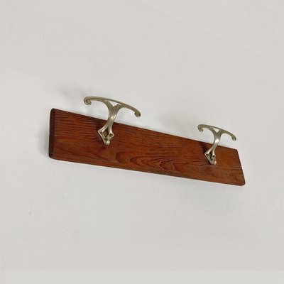 Italian Wall-Mounted Coat Rack in Wood with Two Metal Hooks, 1930s-GDD-1776505