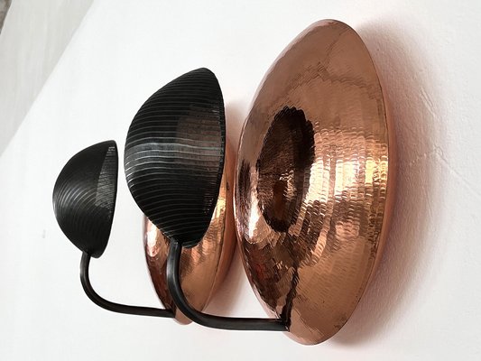 Italian Wall Sconces in Copper and Black Perforated Metal, 1970s, Set of 2-VNE-1798774