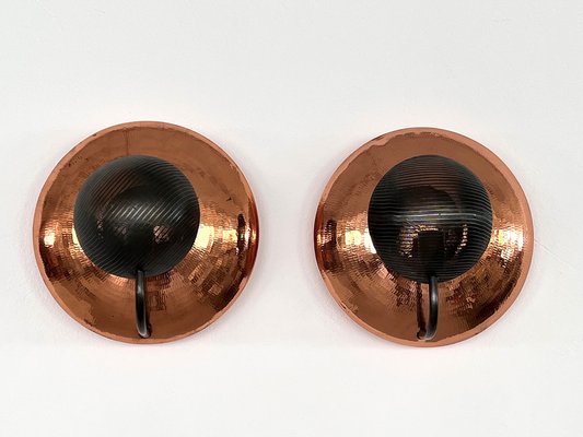 Italian Wall Sconces in Copper and Black Perforated Metal, 1970s, Set of 2-VNE-1798774