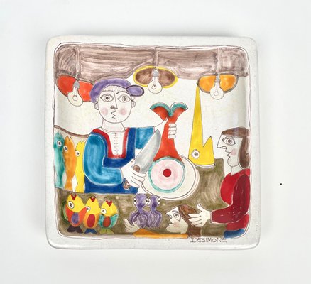 Italian Wall Tile Plate in Ceramic by Giovanni De Simone, 1970s-LYQ-1341313