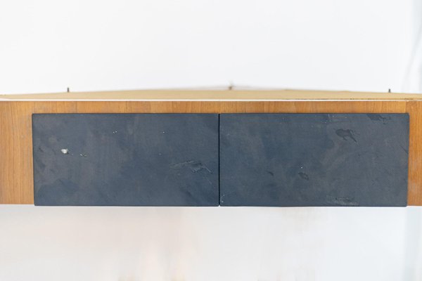 Italian Walnut and Blue Fabric Wall Console by Melchiorre Bega-RCE-1099467