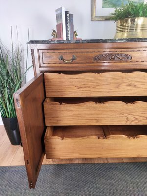 Italian Walnut, Brass & Marble Top Chest of Drawers, 1950s-EUP-1106068