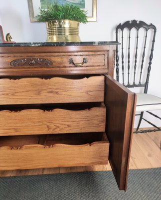 Italian Walnut, Brass & Marble Top Chest of Drawers, 1950s-EUP-1106068