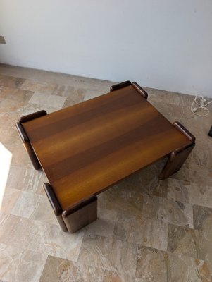 Italian Walnut Coffee Table from Mobilgirgi, 1970s-FKQ-2027583