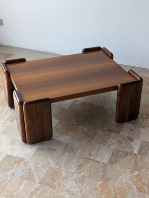 Italian Walnut Coffee Table from Mobilgirgi, 1970s-FKQ-2027583