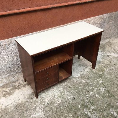 Italian Walnut Formica and Brass Writing Desk, 1960s-GDD-1096803