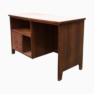 Italian Walnut Formica and Brass Writing Desk, 1960s-GDD-1096803