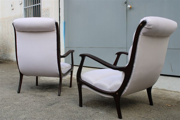 Italian Walnut Lounge Chairs from Arredamenti Corallo, 1950s, Set of 2-EH-727322