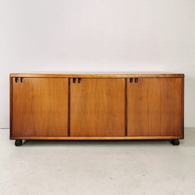 Italian Walnut Sideboard with Wheels, 1970s-PRS-1332780