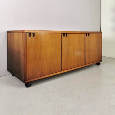 Italian Walnut Sideboard with Wheels, 1970s-PRS-1332780