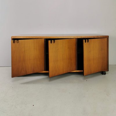 Italian Walnut Sideboard with Wheels, 1970s-PRS-1332780