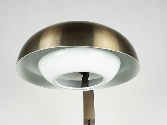 Italian White and Anodized Bronze Metal Table Lamp, 1960s-RD-1754360