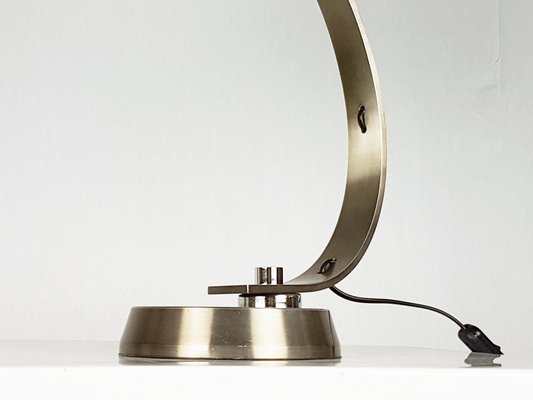 Italian White and Anodized Bronze Metal Table Lamp, 1960s-RD-1754360