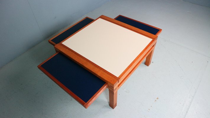 Italian White / Blue Hexa Coffee Table by Bernard Vuarnesson for Bellato, 1980s-DT-2026222