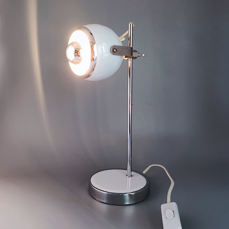 Italian White Eyeball Table Lamp by Veneta Lumi, 1970s