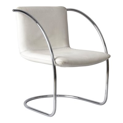 Italian White Leather and Steel Lens Chair by Giovanni Offredi for Saporiti, 1968-JDR-1193031