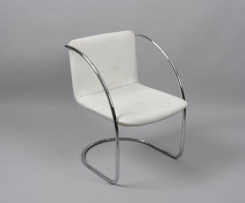 Italian White Leather and Steel Lens Chair by Giovanni Offredi for Saporiti, 1968-JDR-1193031