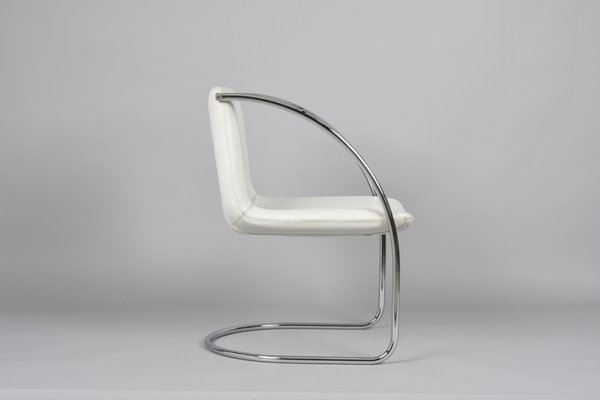 Italian White Leather and Steel Lens Chair by Giovanni Offredi for Saporiti, 1968-JDR-1193031