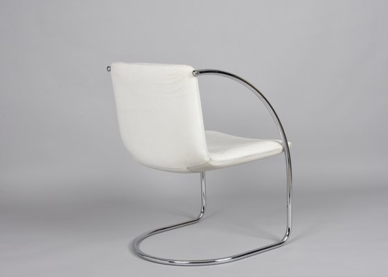 Italian White Leather and Steel Lens Chair by Giovanni Offredi for Saporiti, 1968-JDR-1193031