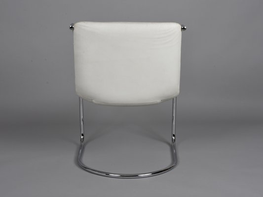 Italian White Leather and Steel Lens Chair by Giovanni Offredi for Saporiti, 1968-JDR-1193031