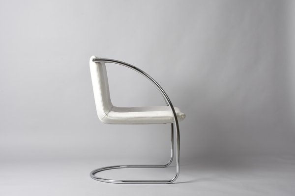 Italian White Leather and Steel Lens Chair by Giovanni Offredi for Saporiti, 1968-JDR-1193031