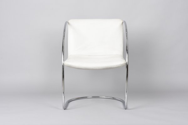 Italian White Leather and Steel Lens Chair by Giovanni Offredi for Saporiti, 1968-JDR-1193031