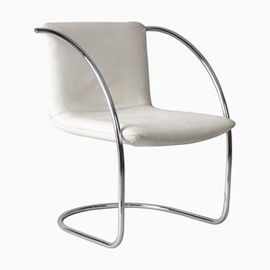 Italian White Leather and Steel Lens Chair by Giovanni Offredi for Saporiti, 1968-JDR-1193031