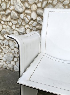 Italian White Leather Armchair by Tito Agnoli for Matteo Grassi, 1970s-ZM-1306276