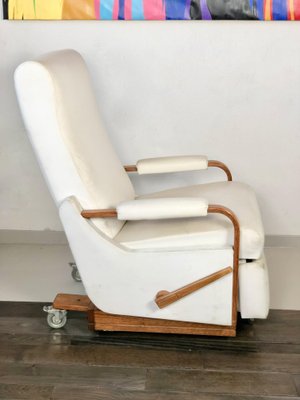 Italian White Leather La-Z-Boy Rocking Armchair by Pizzetti Roma, 1960s-LYQ-1171601