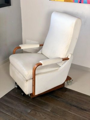 Italian White Leather La-Z-Boy Rocking Armchair by Pizzetti Roma, 1960s-LYQ-1171601