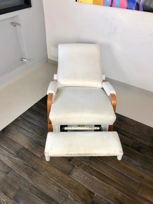 Italian White Leather La-Z-Boy Rocking Armchair by Pizzetti Roma, 1960s-LYQ-1171601