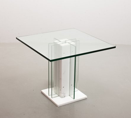 Italian White Marble Square Side Table with Lighting Option, Italy, 1970s-IXC-1429061