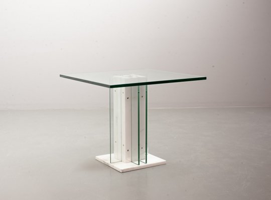 Italian White Marble Square Side Table with Lighting Option, Italy, 1970s-IXC-1429061