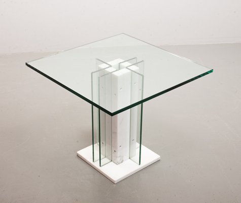 Italian White Marble Square Side Table with Lighting Option, Italy, 1970s-IXC-1429061