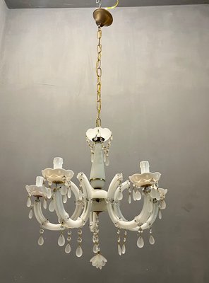 Italian White Opaline Glass Chandelier-JJC-1175156