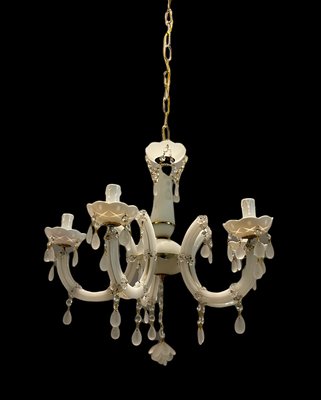 Italian White Opaline Glass Chandelier-JJC-1175156