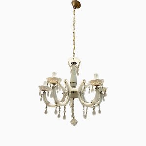 Italian White Opaline Glass Chandelier-JJC-1175156