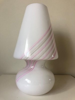 Italian White & Pink Murano Table Lamps, 1980s, Set of 2-TPE-763954