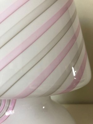 Italian White & Pink Murano Table Lamps, 1980s, Set of 2-TPE-763954