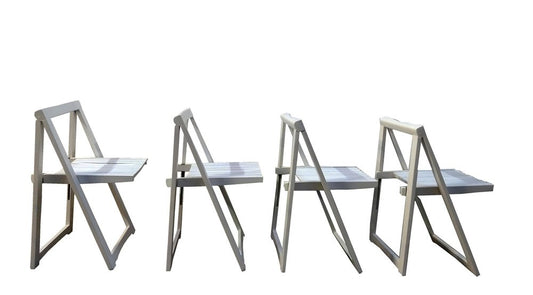 Italian White Trieste Folding Chairs by Aldo Jacober for Bazzani, 1970s, Set of 4