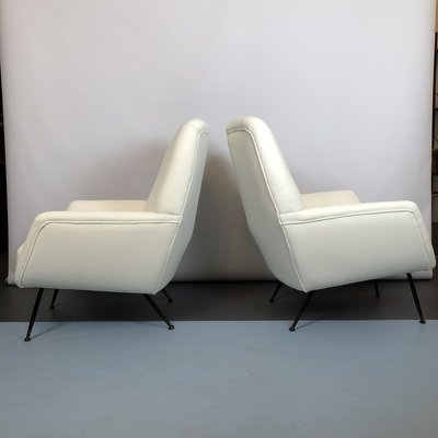 Italian White Velvet Armchairs, 1950s, Set of 2-OT-857403