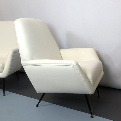 Italian White Velvet Armchairs, 1950s, Set of 2-OT-857403