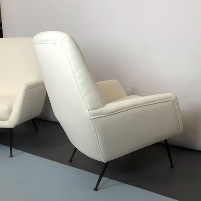 Italian White Velvet Armchairs, 1950s, Set of 2-OT-857403