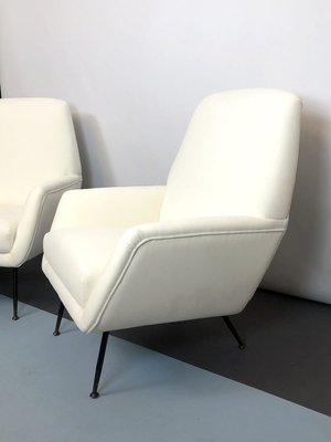 Italian White Velvet Armchairs, 1950s, Set of 2-OT-857403