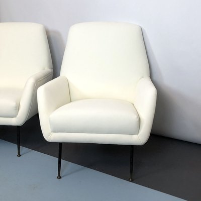 Italian White Velvet Armchairs, 1950s, Set of 2-OT-857403