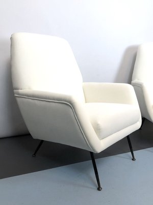 Italian White Velvet Armchairs, 1950s, Set of 2-OT-857403